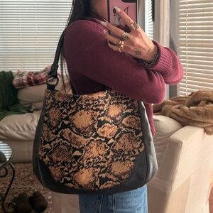 Vintage Frye Black Leather Melissa Calf Hair Hobo shoulder bag